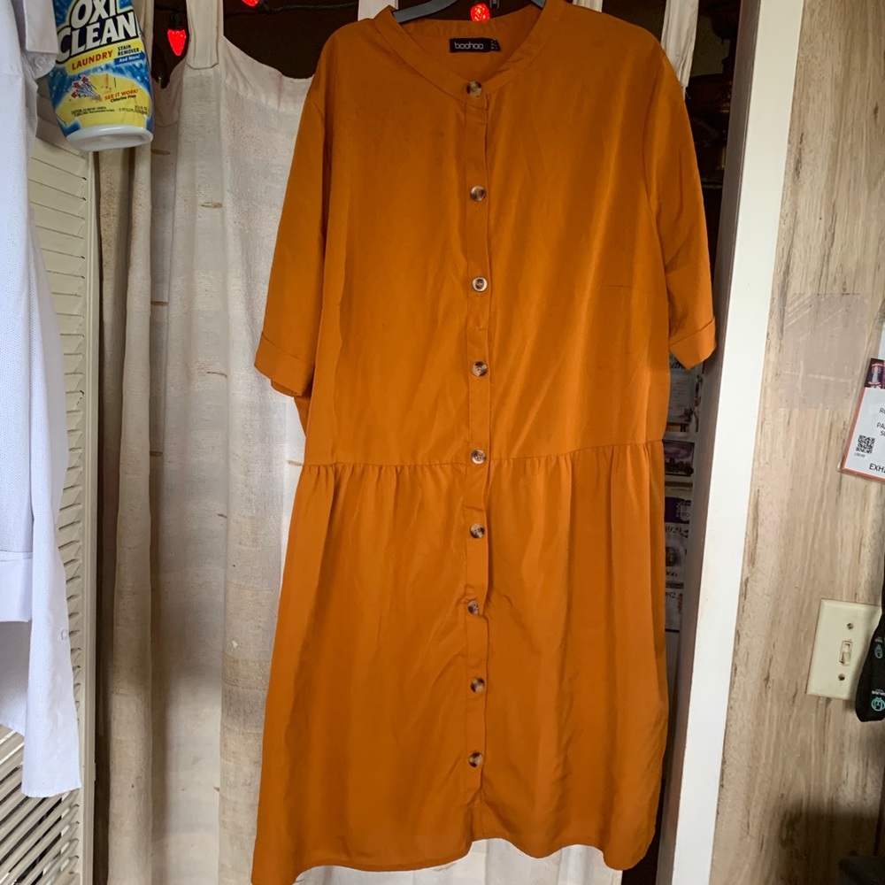 Rust button up dress size 16
